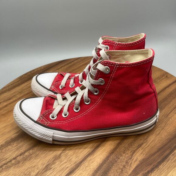 Converse Chuck Taylor All Star Shoes Womens 8 Red Hi Tops Casual Skate Sneakers - Picture 3 of 8